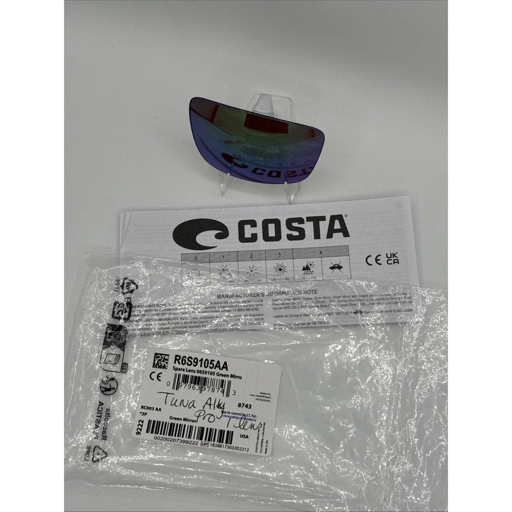 Costa Spare Lens Mens OS Green Tuna Alley Pro Polarized Single Lens R6S9105AA